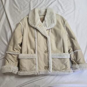 Lloyd Elliott Country Club Womens Vtg Leather Faux Fur Coat Medium Buttery Soft